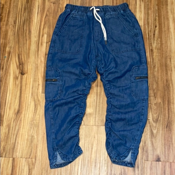 Pilcro womens medium 8 10 jeans cottage utility crop blue pockets high rise - Picture 1 of 10